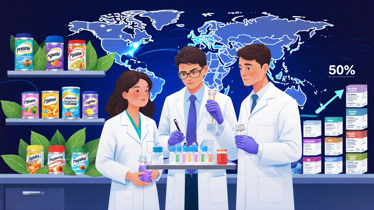 Laboratory scene showing Abbott India&#039;s medicines, nutrition products, diagnostics, and global export map.