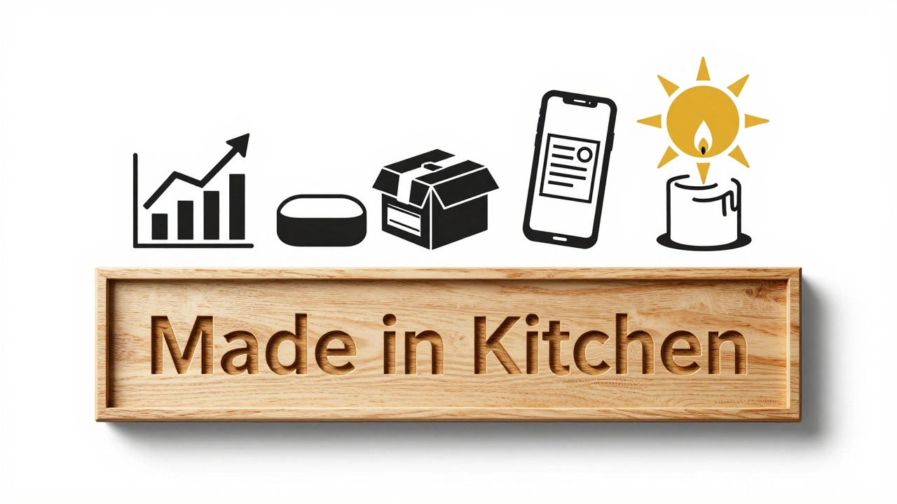 Wooden sign being engraved as symbolic icons of growth float around it in golden light.