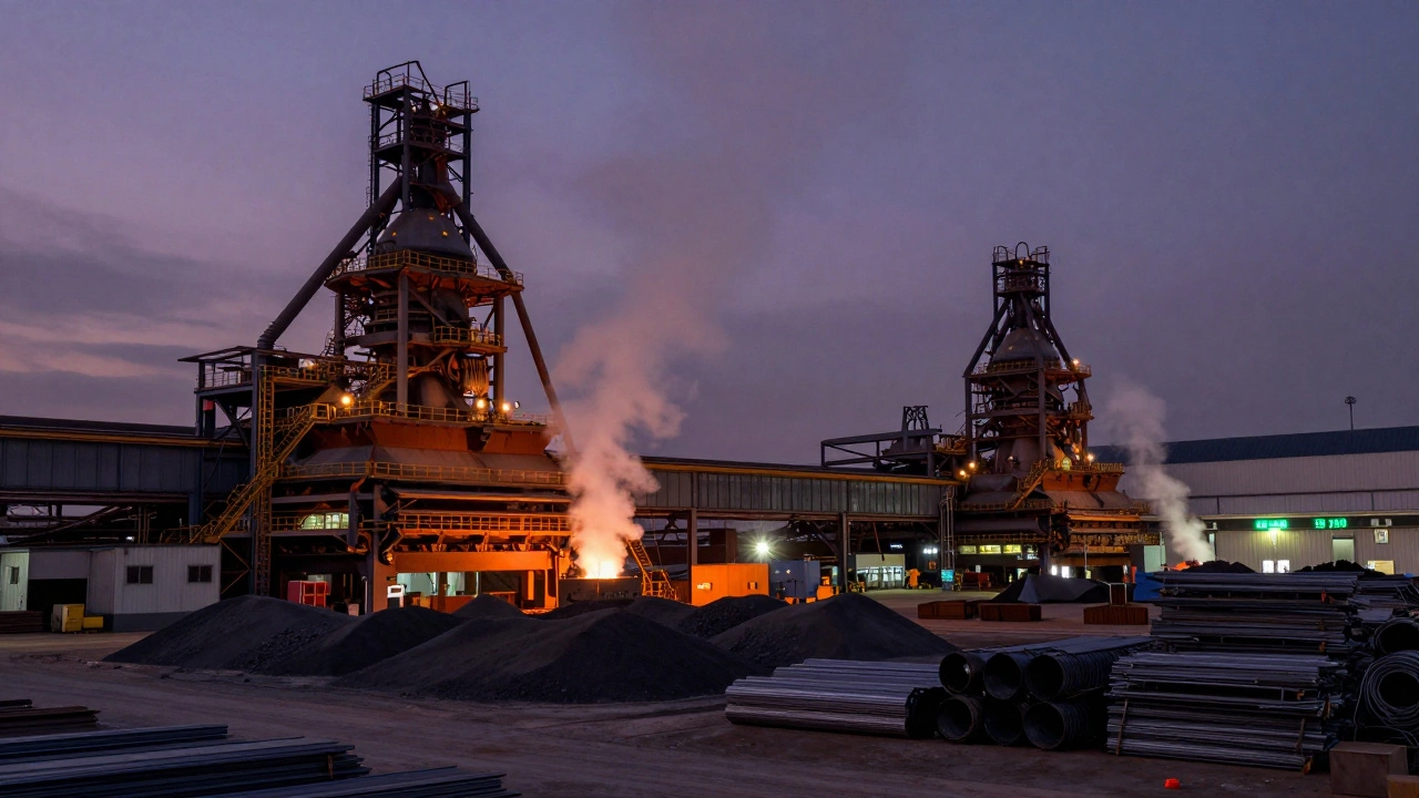 Contrasting views of large-scale Chinese and US steel production plants