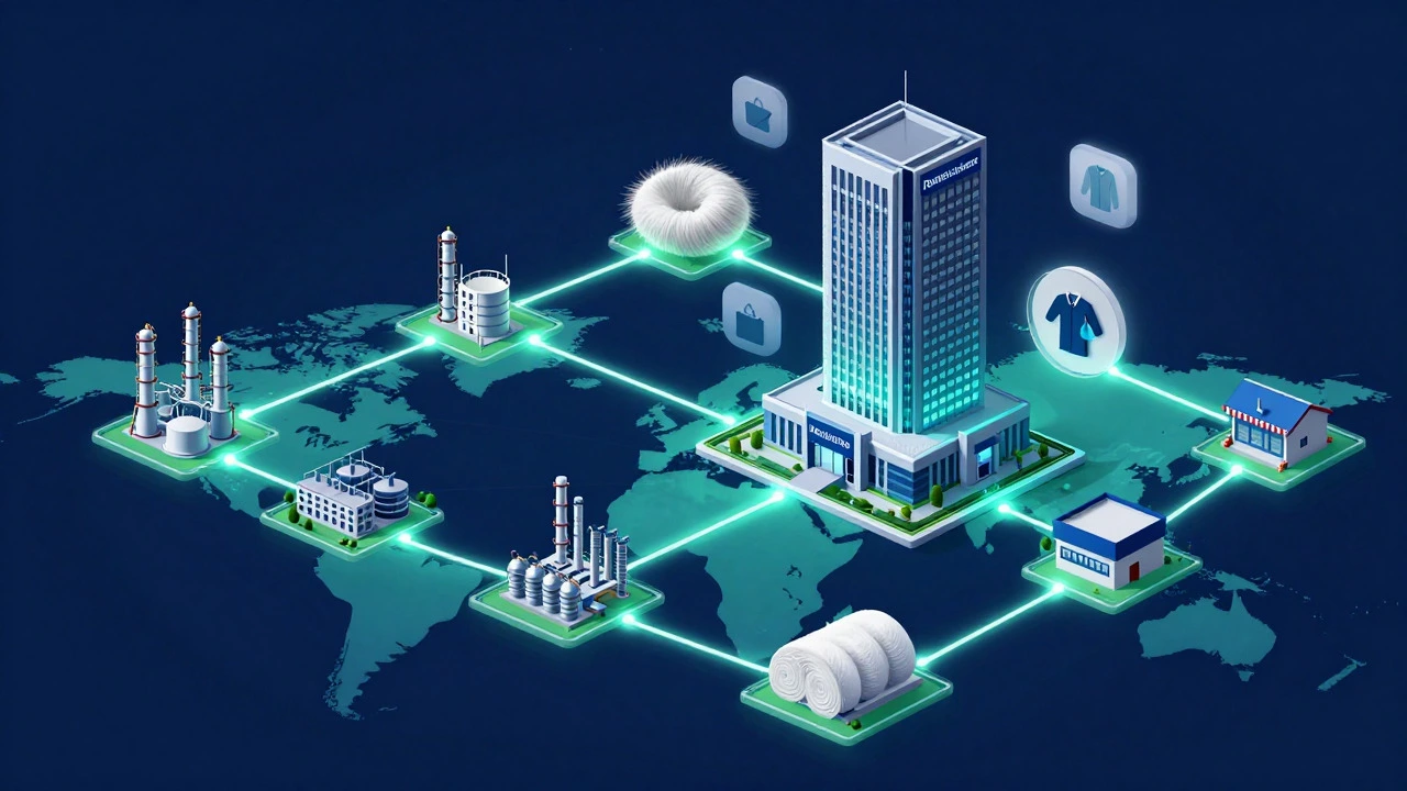 Conceptual graphic of integrated textile supply chain and fiber production